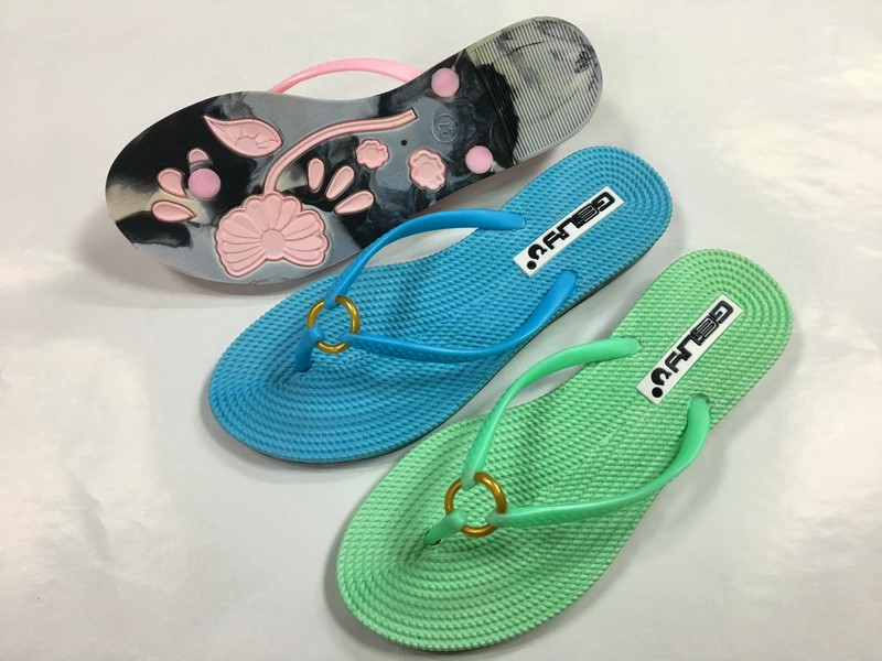 gold circle simple upper floral outsole PCU slippers